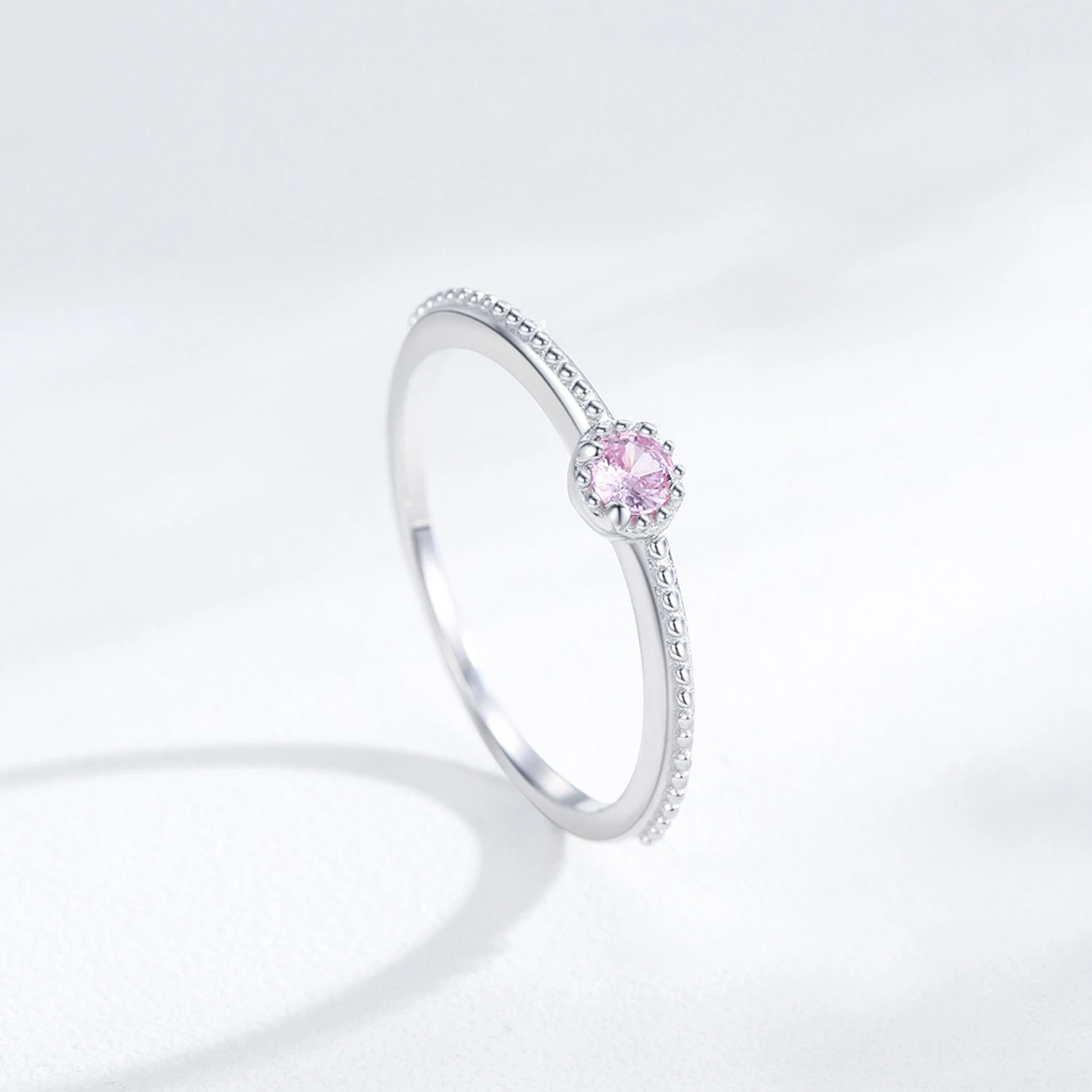 

Ailmay 925 Sterling Silver Romantic Pink Round Zircon Rings For Women Trendy Wedding Statement Jewelry