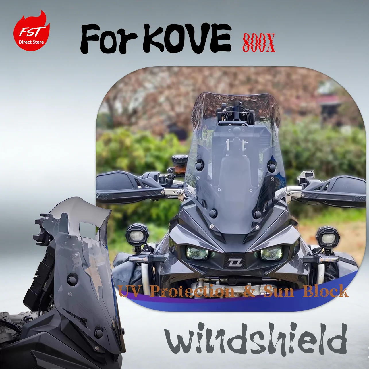 

Premium Heightened Windshield for KOVE 800X, Chest Guard & Rain Shield, Stable & Durable Modified Kit