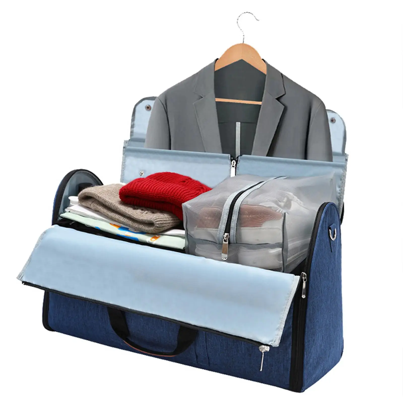 Garment Bag Travel Tote Garment Duffle Bag for Outdoor Personal Item Holiday Blue