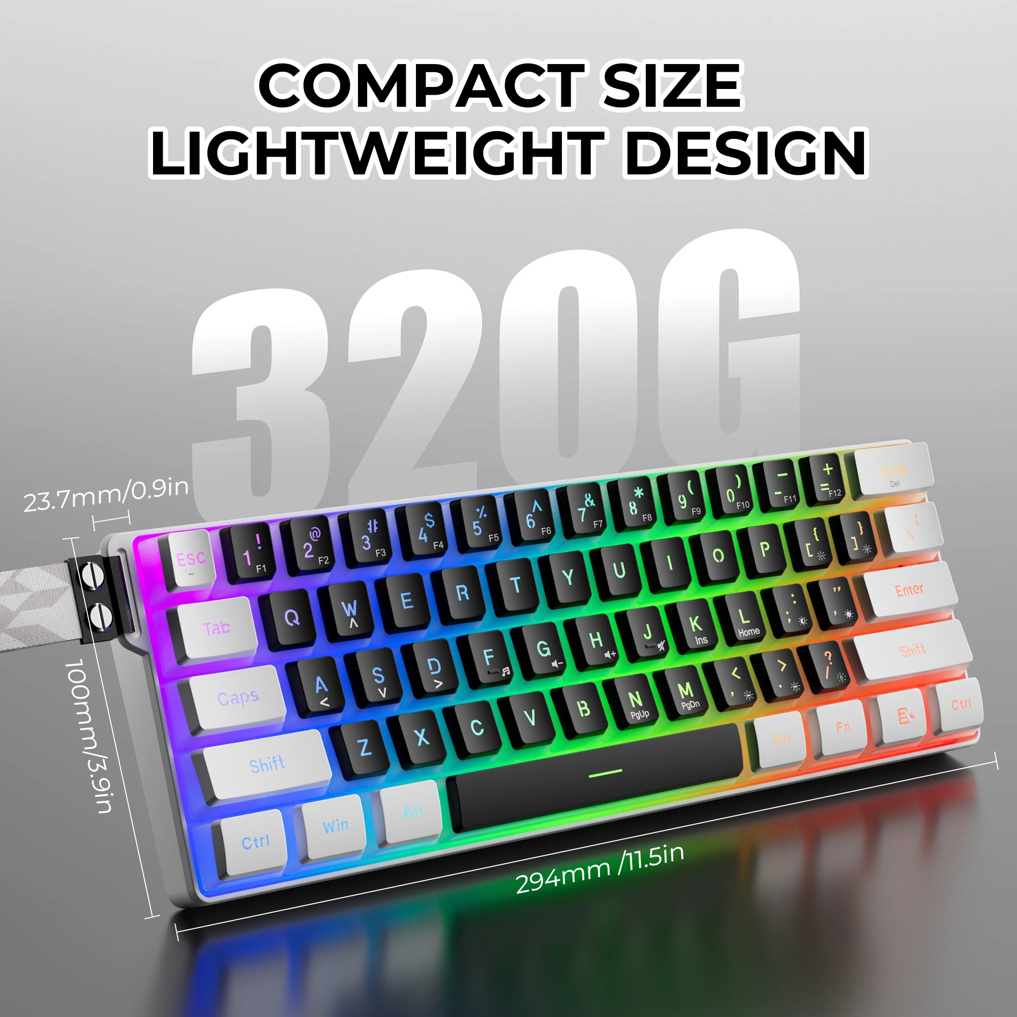 

XVX K61 Мини 60 игровая клавиатура с RGB-подсветкой 61-клавишная сверхкомпактная клавиатура Эргономичная водонепроницаемая механическая клавиатура для офиса