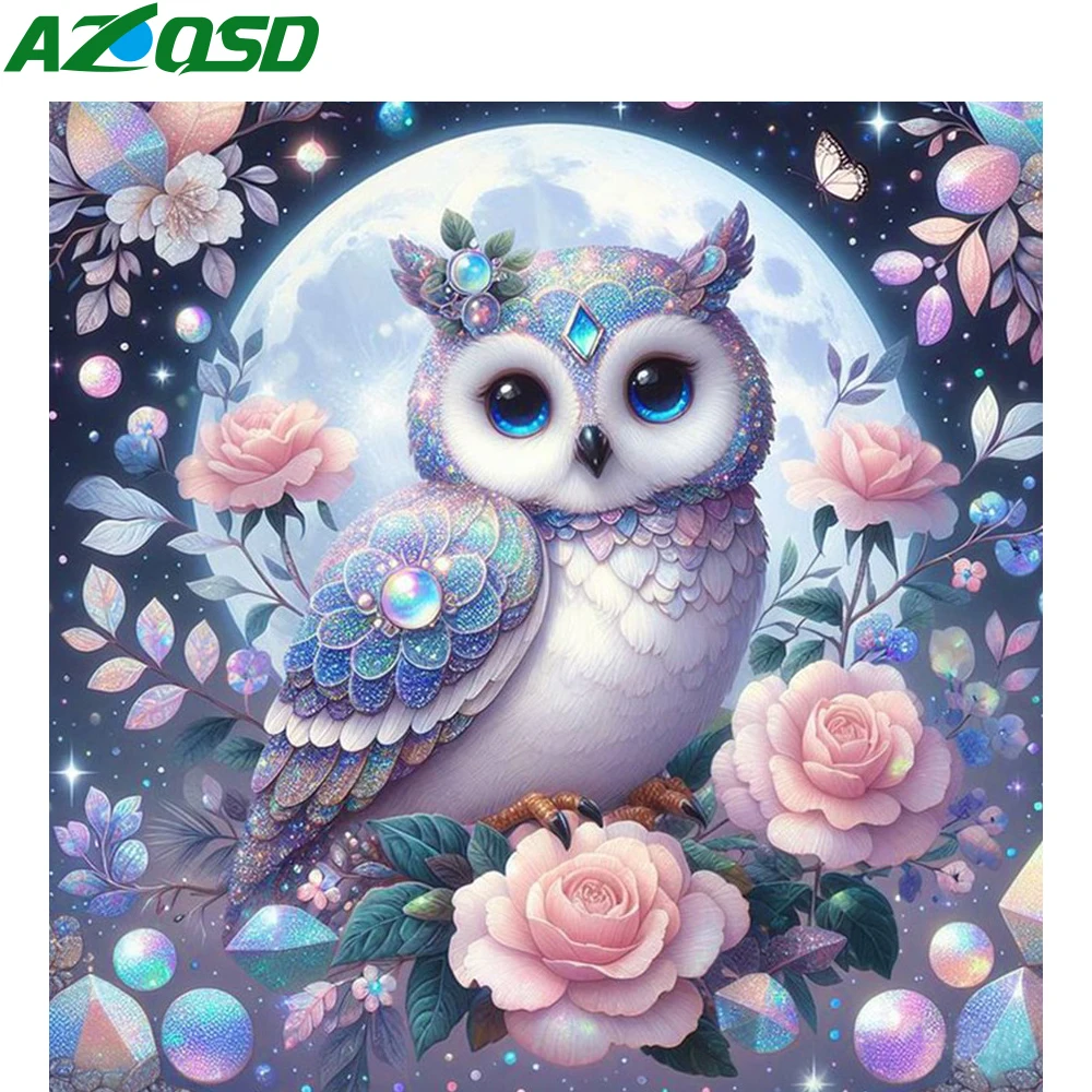 Azqsd Diamant Malerei Kit Eule Tier Geschenk Bild Strass steine 5d DIY Kreuz stich Mond Stickerei Rose Blume Geschenk Wohnkultur