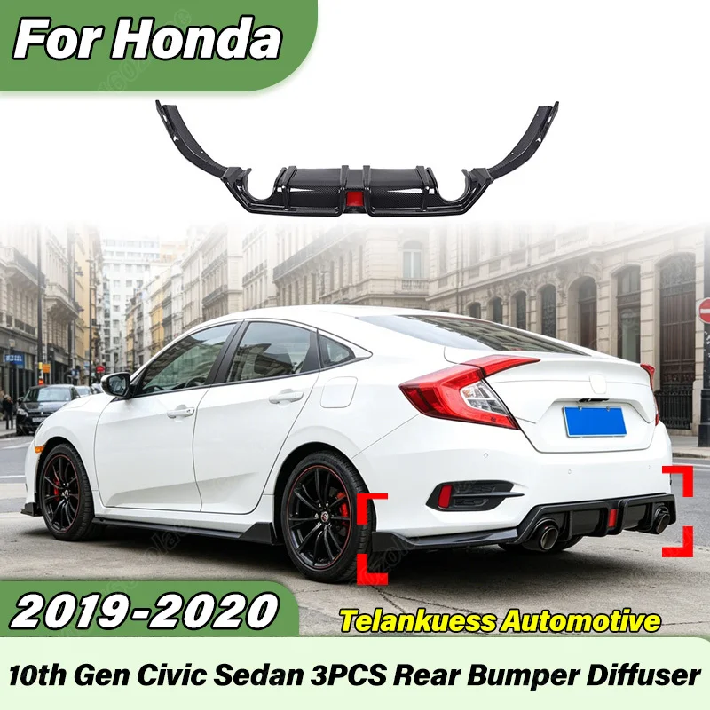 

For Honda Civic 10th Generation 2019 2020 Automobile Rear Bumper Diffuser Sports Racing Rear Valance Body Modification Kit