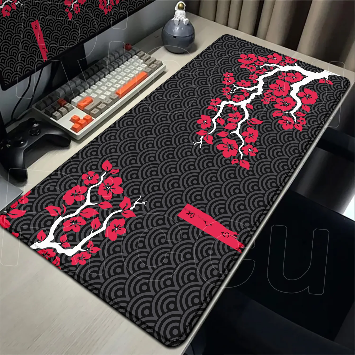 120x60cm Duża podkładka pod mysz Sakura Gamer Mousepad XXXL Podkładka pod mysz Akcesoria komputerowe Gumowa podkładka na biurko Fioletowy kwiat wiśni Podkładki pod klawiaturę — zdjęcie produktu 2