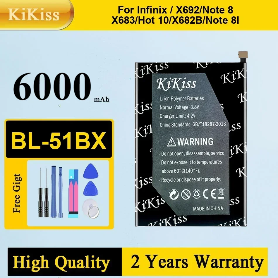 

Сменный аккумулятор BL-51BX емкостью 5200 мАч для Infinix ПРИМЕЧАНИЕ 8 8i X692 X683 X682B HOT 10, высококачественные аккумуляторы, гарантия + НЕТ