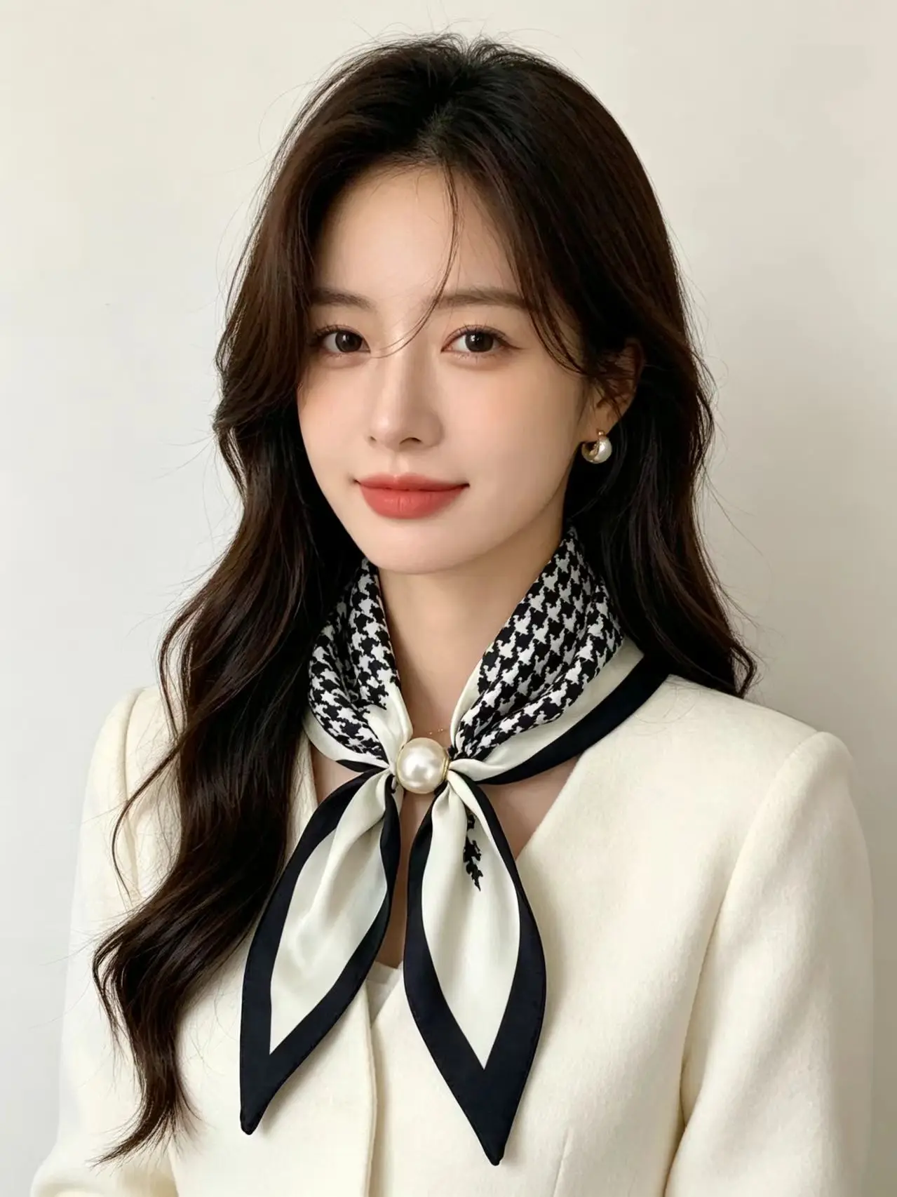 Koreanischer Stil Eleganter Perlen-Magnet-Schal für Damen – Vielseitiges, atmungsaktives Halstuch für den Sommer – Modisches Accessoire und Halstuch – Detail 2