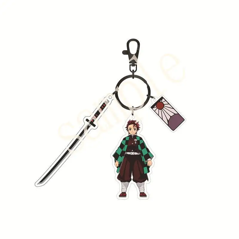 Anime Demon Slayer Animation Acrylic Keychain Tanjiro Kamado Nezuko Kamado Schoolbag Pendant Cartoon Character Design Kids Gift view 6