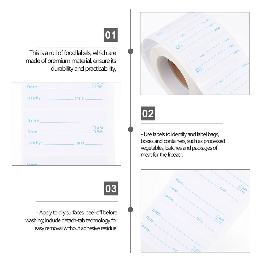 회전 라벨 2롤 쓰기 가능한 식품 스티커 용기용 자가 접착제 고기 야채 다양한 색상