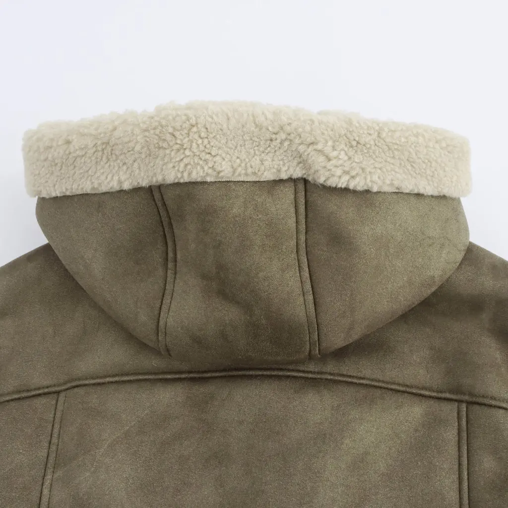 

Autumn New European American Style Women's Hooded Double-breasted Fur Coat Fashionable And Chic Outerwear for Ladies