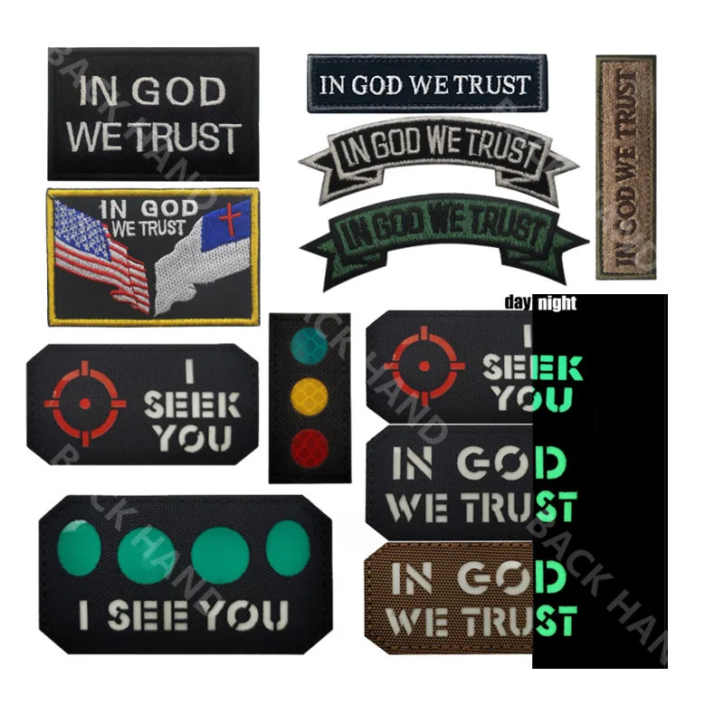 IN GOD WE TRUST Embroidery Patch Slogan Patches Military Army Embroidered Badges Tactical Appliqued Patches Emblem For Cap