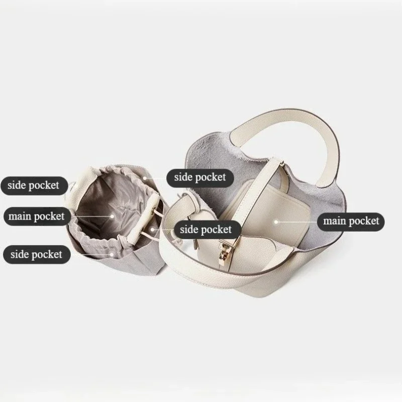 Tas Bahu Wanita Kulit Asli Sapi Tas Tangan Wanita Kecil Tote Keranjang Merek Terkenal Tas Tangan Pernikahan Dompet dan Tas Tangan Wanita