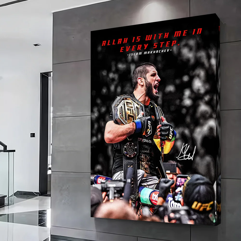 Islam Makhachev Boxer Champion Celebration Printing Poster Custom Pictures Wall Art Canvas Painting Gift for Home Decorations