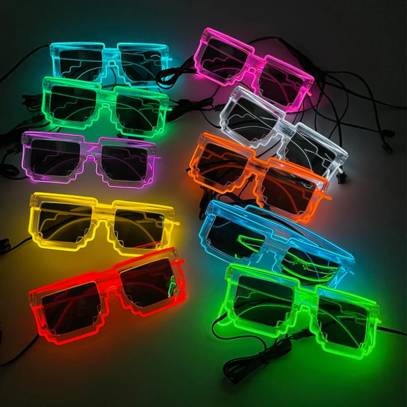 1PC Fluorescence Neon Eye Glassees LED Glowing Sun Glasses Supplies Light Up Rave Glasses Eyewear Cosutme