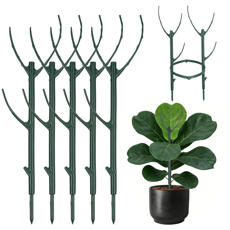 6/10pcs Twig Plant Support Bracket Tree Branch Plants Stakes Detachable Trellis for Garden Potted Flower Moss Pole