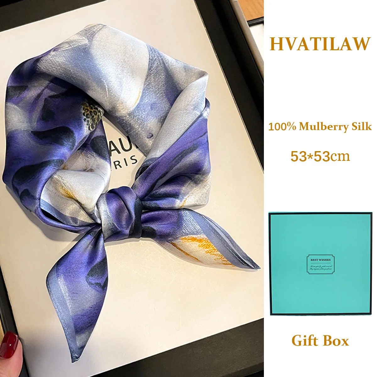 

Real Silk Scarf 100% Mulberry Silk 53cm Square Scarf Women Vintage Silk Neckerchief Bandana Female Neck Scarf Luxury Brand Hijab