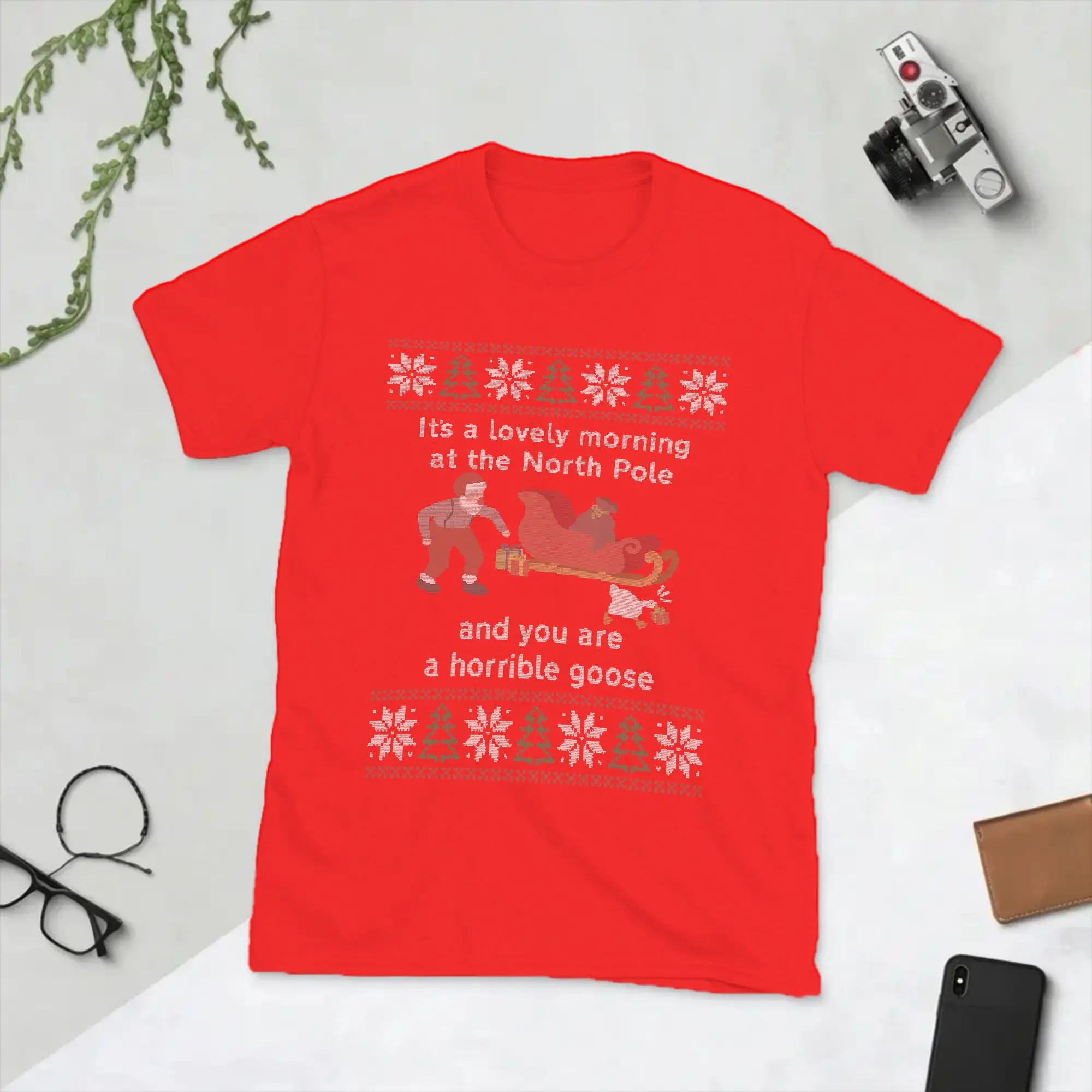 Men T-Shirts Untitled Ugly Christmas  Goose Game Humor Cotton Tees Short Sleeve  T Shirt Round Collar Tops Printing