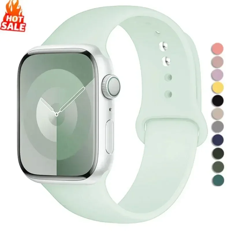 Apple Watchバンド用シリコンストラップ 44mm 40mm 49mm 45mm 41mm 38mm 42mm correa ベルト ブレスレット iWatch シリーズ 9 8 7 6 3 SE ultra 2