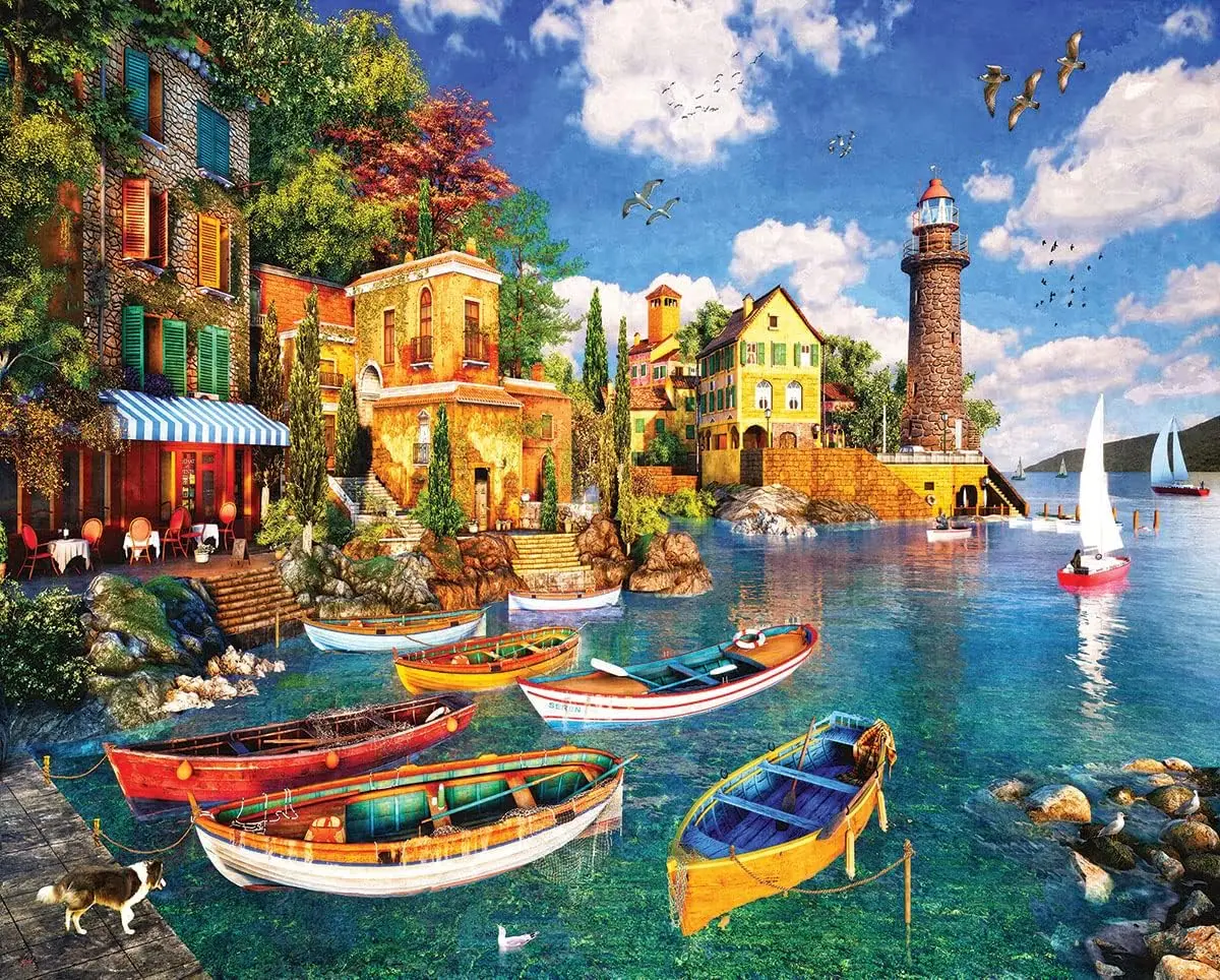 

Mediterranean Harbor Landscape Puzzle Wooden Jigsaw Puzzle 120/300/500/1000 Pieces Educational Toys for Adults/Kids Gift