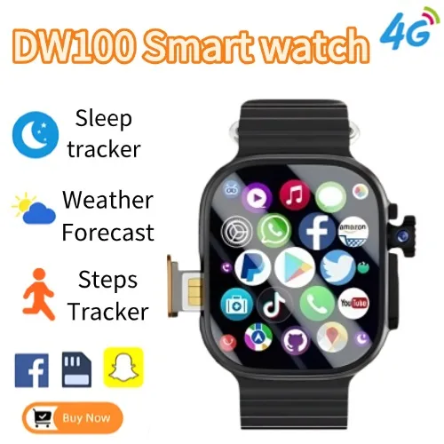 

DW100 4G Android Smart Watch 2.29 Inch AMOLED Global Call Fingerprint Unlock 4G SIM Video Chat WIFI GPS App Download Men Women