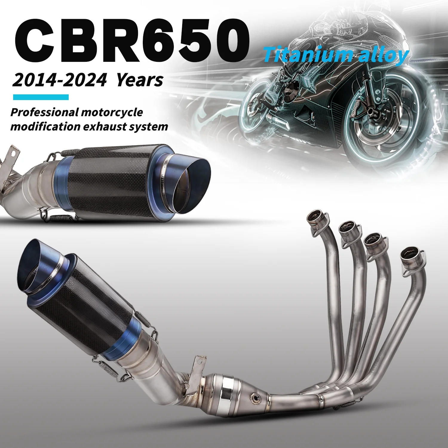 

For CBR650 2014-2024 models Hoda Motorcycle exhaust system modification with titanium alloy 76mm large diameter full section