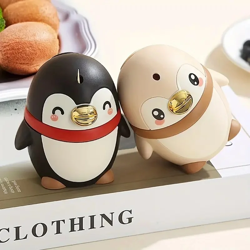 Penguin Toothpick Box Cartoon Cute Animal Automatic Press Type Toothpick Tube Storage Dustproof Toothpick Bottle Practical Tools