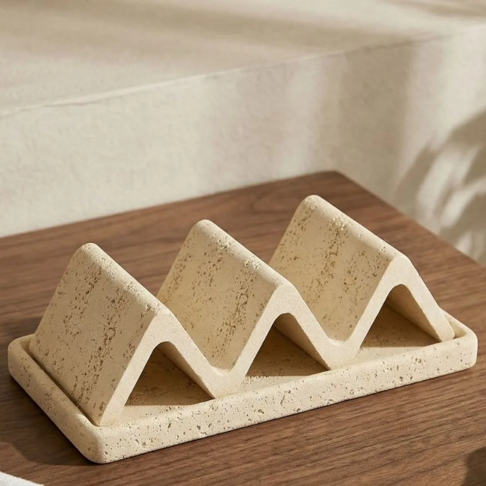 Retro Japanese Style Soap Dish Wave Shaped Minimalist Soap Storage Box Sandstone with Drainage Soap Tray Hotel Bathroom 5