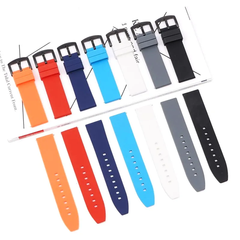 Silicone Watch Bands 16mm 18mm 20mm 22mm 24mm 26mm 28mm Soft Quick Release Rubber Watch Strap Sports Wrist Bracelet Belt