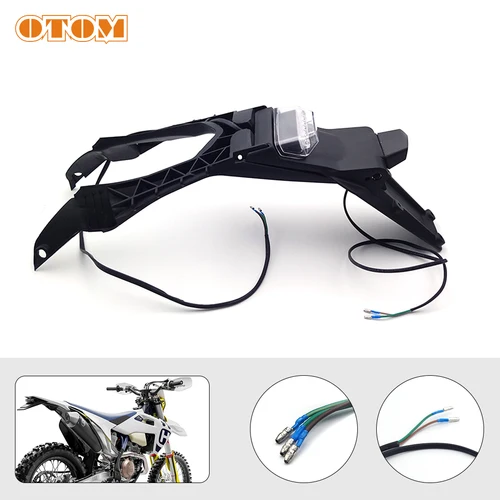 Imagen 1 del producto OTOM 2023 nuevo guardabarros trasero de motocicleta soporte de placa de matrícula 12V luz trasera LED lámpara de freno para HUSQVARNA FE TE 150 250 450