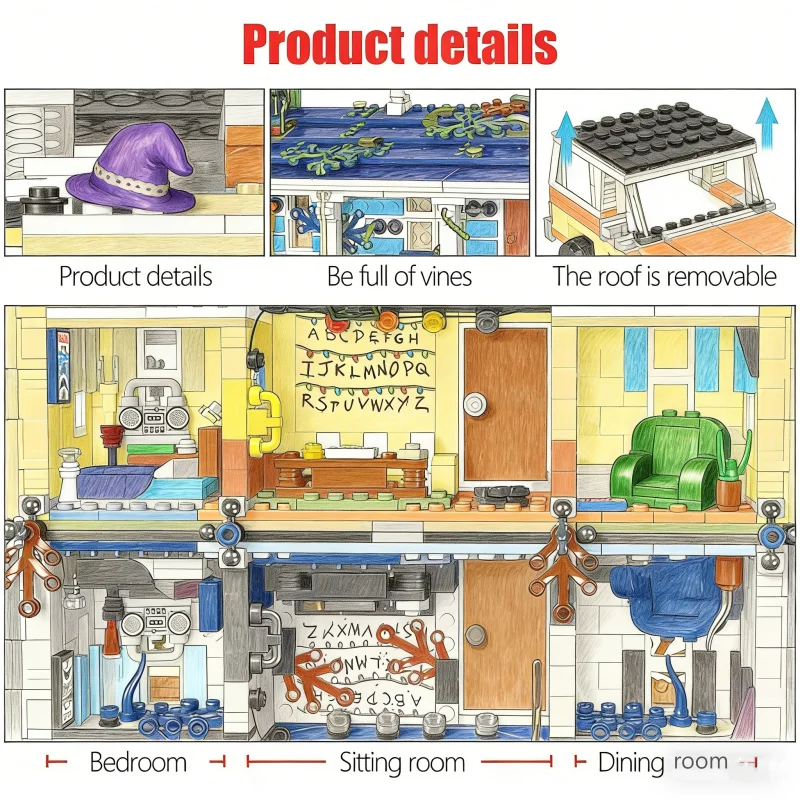 75810 Strange Story Characters Turn Upside Down Model Holiday Gift 2287PCS Brick Children Educational Toys