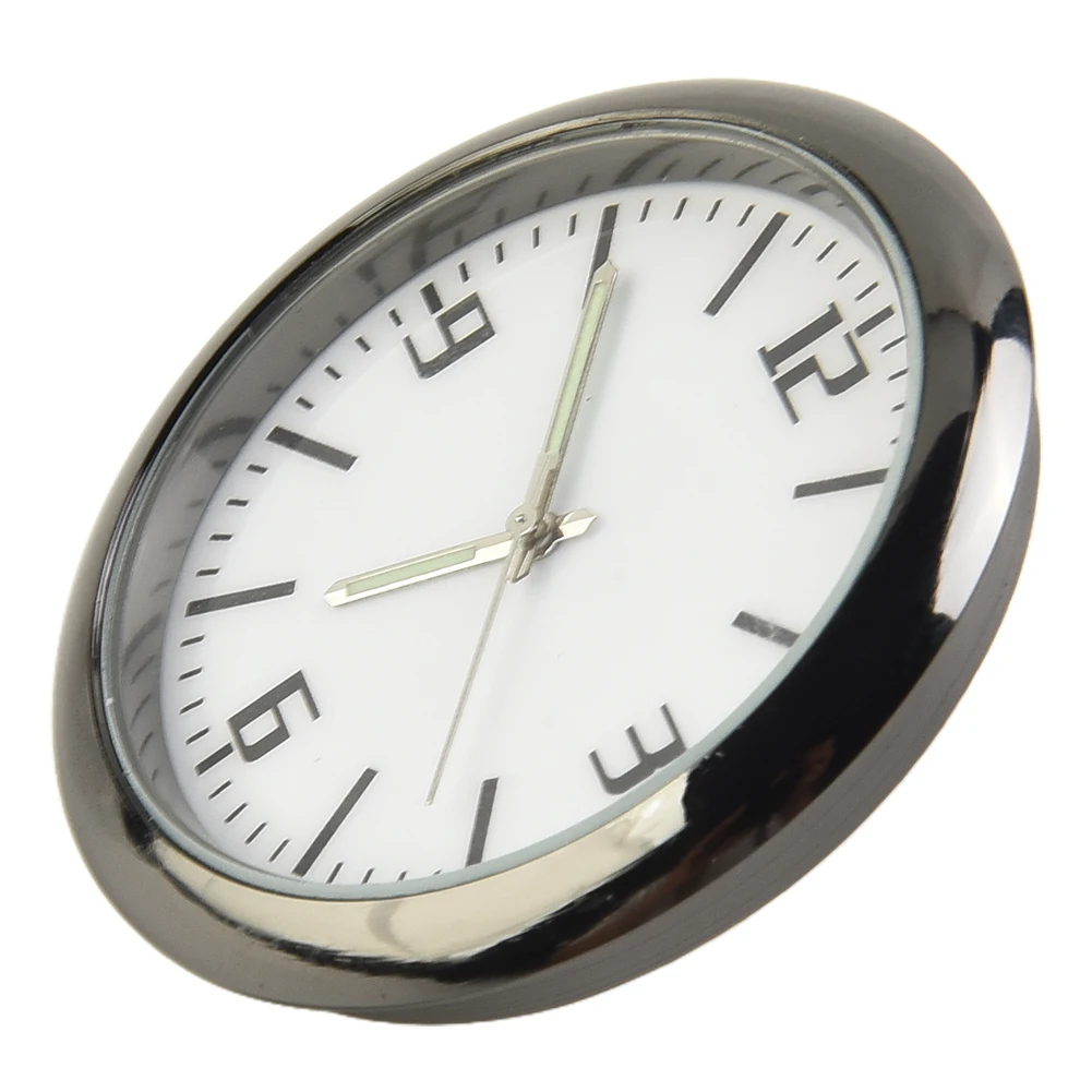Black Silver Car Clock Luminous Quartz Analog Watch Air Vent Mount Gauge For Vehicle Dashboard Home Office Decor Tool 4cm