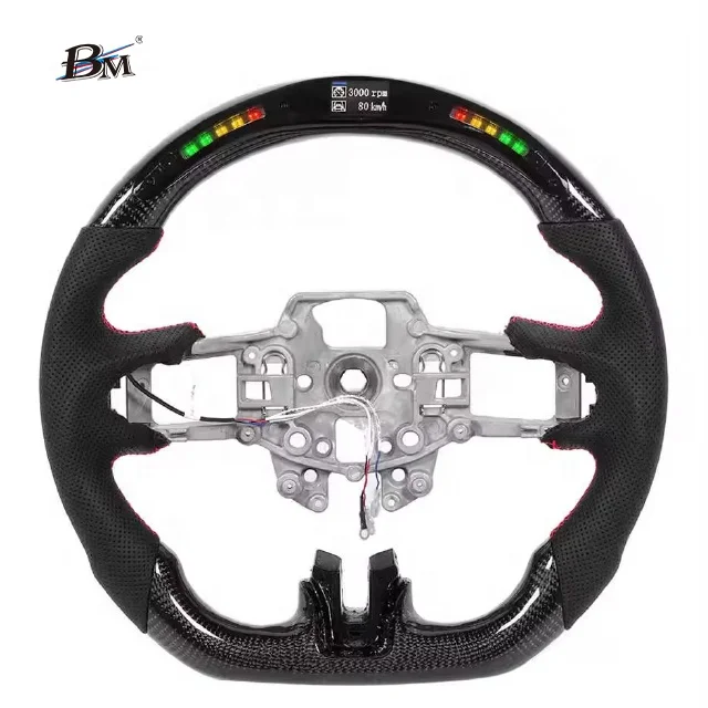 OEM BM Carbon Fiber LED Light Car Steering Wheel Accessory PU Material for Ford Mustang 2018-2022 Interior Accessories