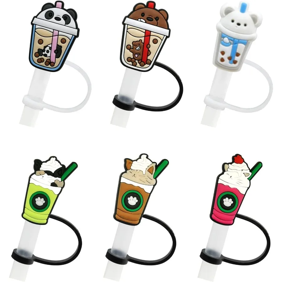 

6 шт., силиконовые насадки для соломинки, многоразовые чехлы для соломинки для питья, брызгозащищенные насадки для соломинки, 7-8 мм, аксессуары для соломинки для чашек, смешанные St