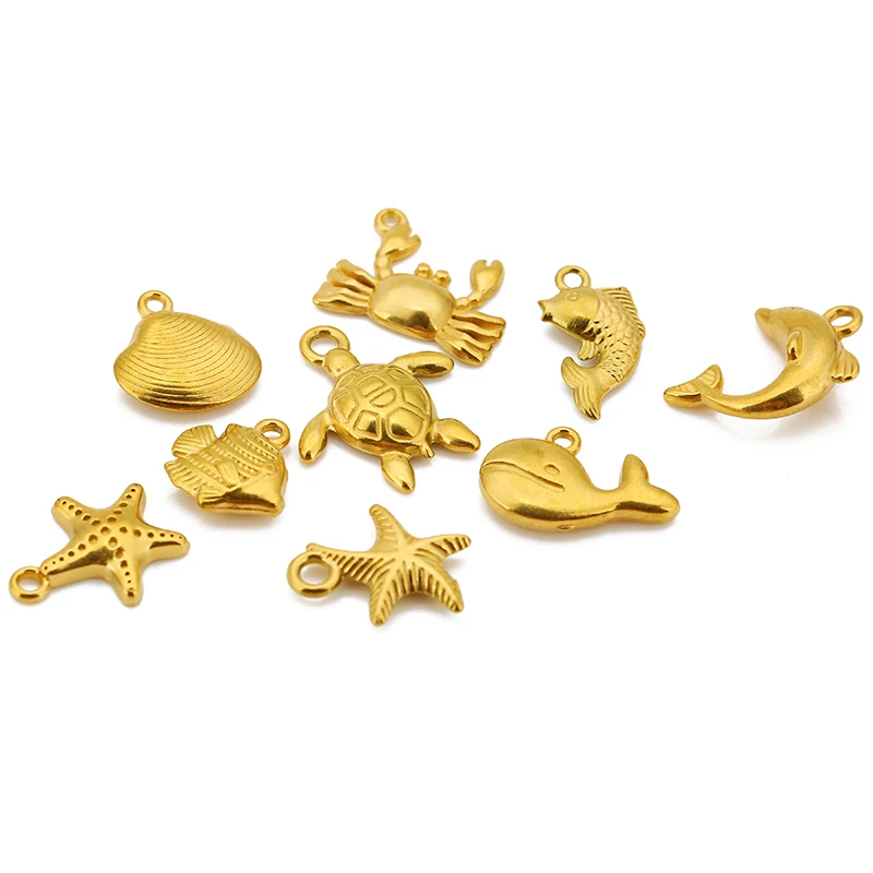 3pcs Stainless Steel Mermaid Starfish Turtle Shell Shark Crab Charm Pendant for DIY Bracelet Necklace Jewelry Making Accessories - Image 5