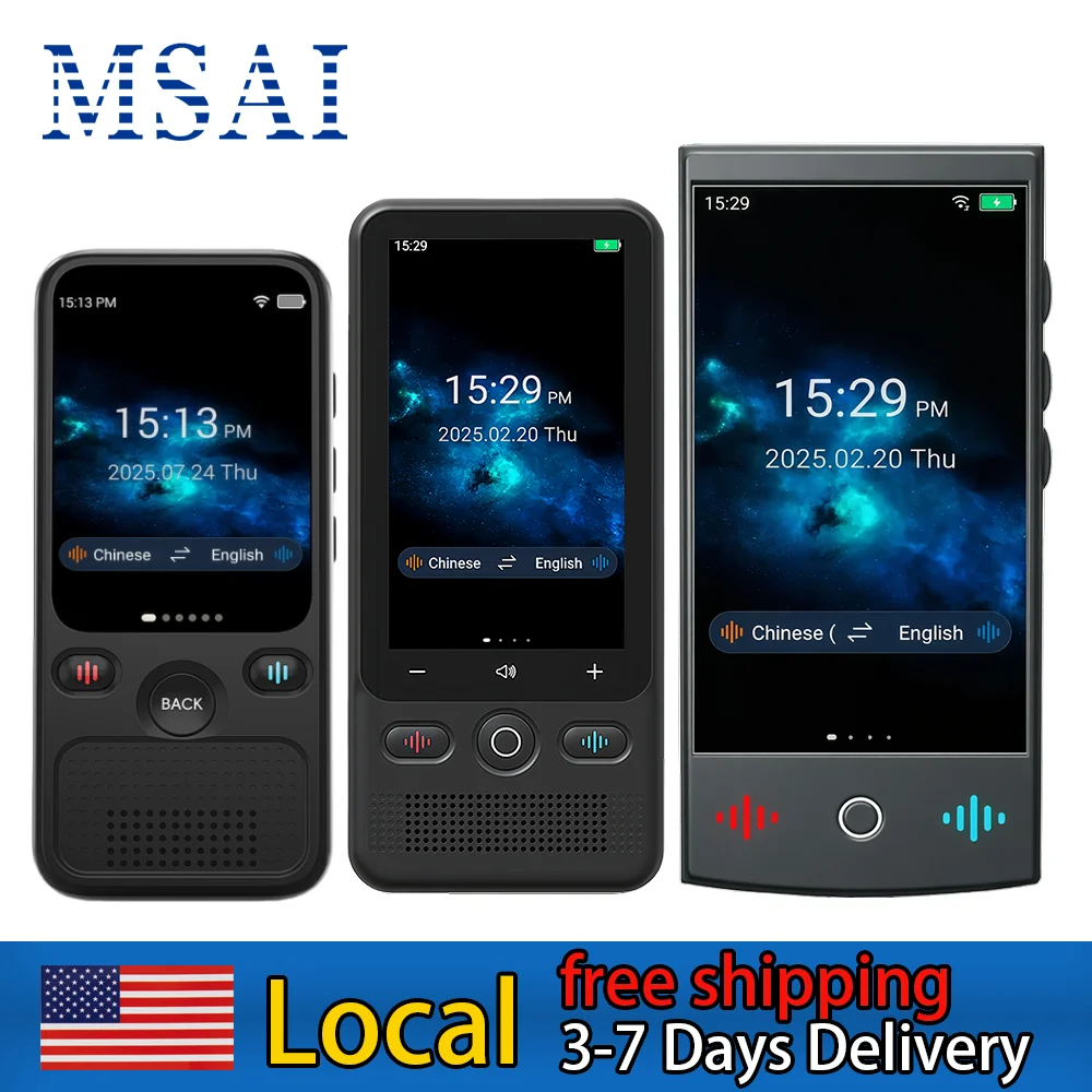 MSAI T18/T26/T20 AI Translator with Offline Languages AI Chip 98% Accuracy Tow-Way Independent Translation for Travel