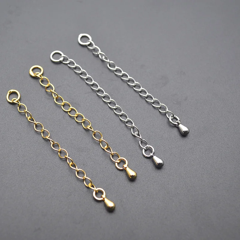 60pcs 5cm Length Jewelry Links Extender Drop Chains 18k Gold Rhodium Color Necklace Bracelets Making Accessories
