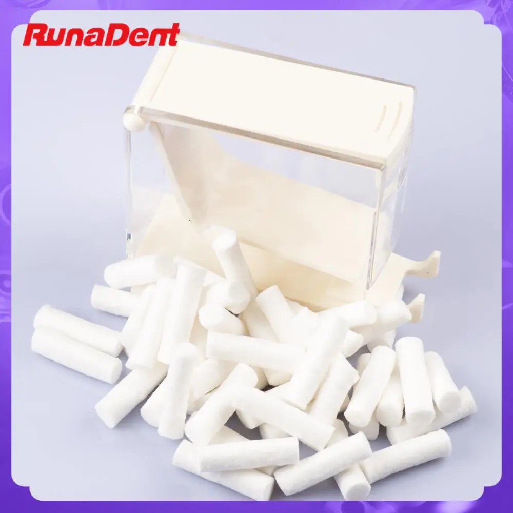 Dental Push Type Cotton Roll Box Cotton Roll Dispenser Store Place Box Dustproof Cover Dental Materials