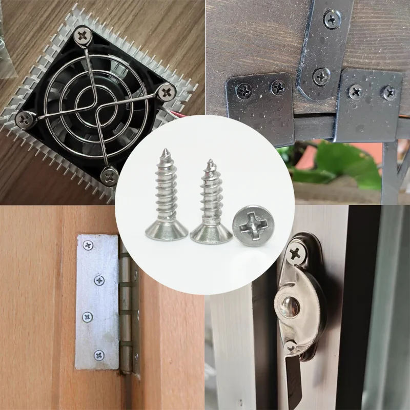 950p M2 M3 M4 Countersunk Head Tapping Screws A2 304 Stainless Steel Small Cross Phillips Flat Head Self-tapping Wood Screw Kit