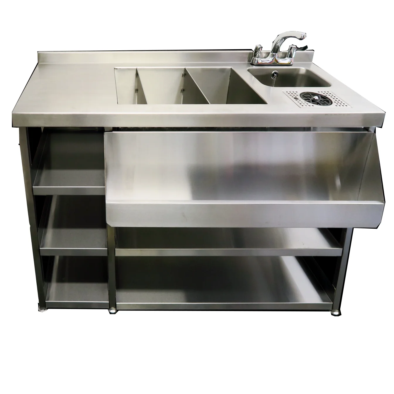1465 Cocktail Station  With Glass Freshener & Bin Void One Stop Solution Customization Stainless Steel Cocktail Bar Station