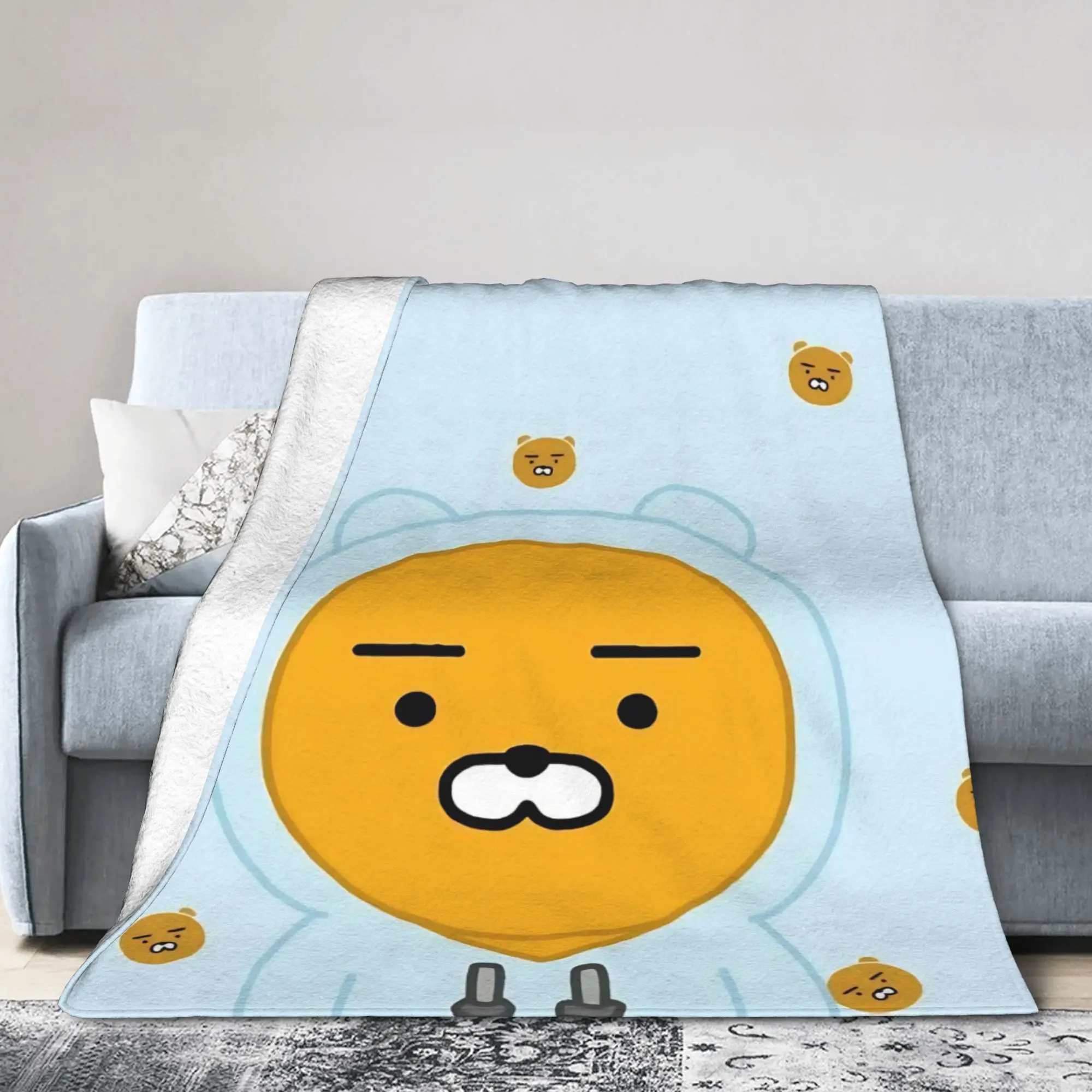 K-Kakaos F-Friends Choonsik Peach Blankets Coral Fleece Plush Print  Portable Soft Throw Blankets for Bed Car Bedding Throws