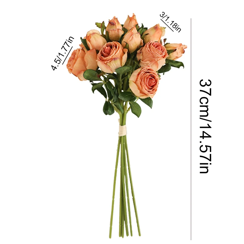 6pcs/Lot American Style Focal Edge Retro Rose Simulation Bouquet Artificial Flowers Living Room Dining Table Decorations