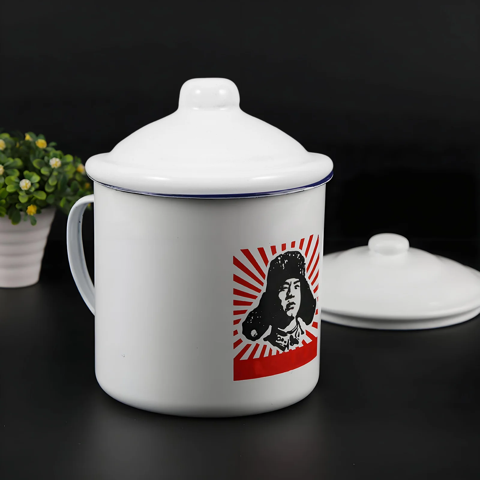 

Ciieeo 4Pcs Ceramic Mug Lid Enamel Tea Cup Replacement Universal Fit for Teapot Kettle Water Bottle Outdoor Home Office Use