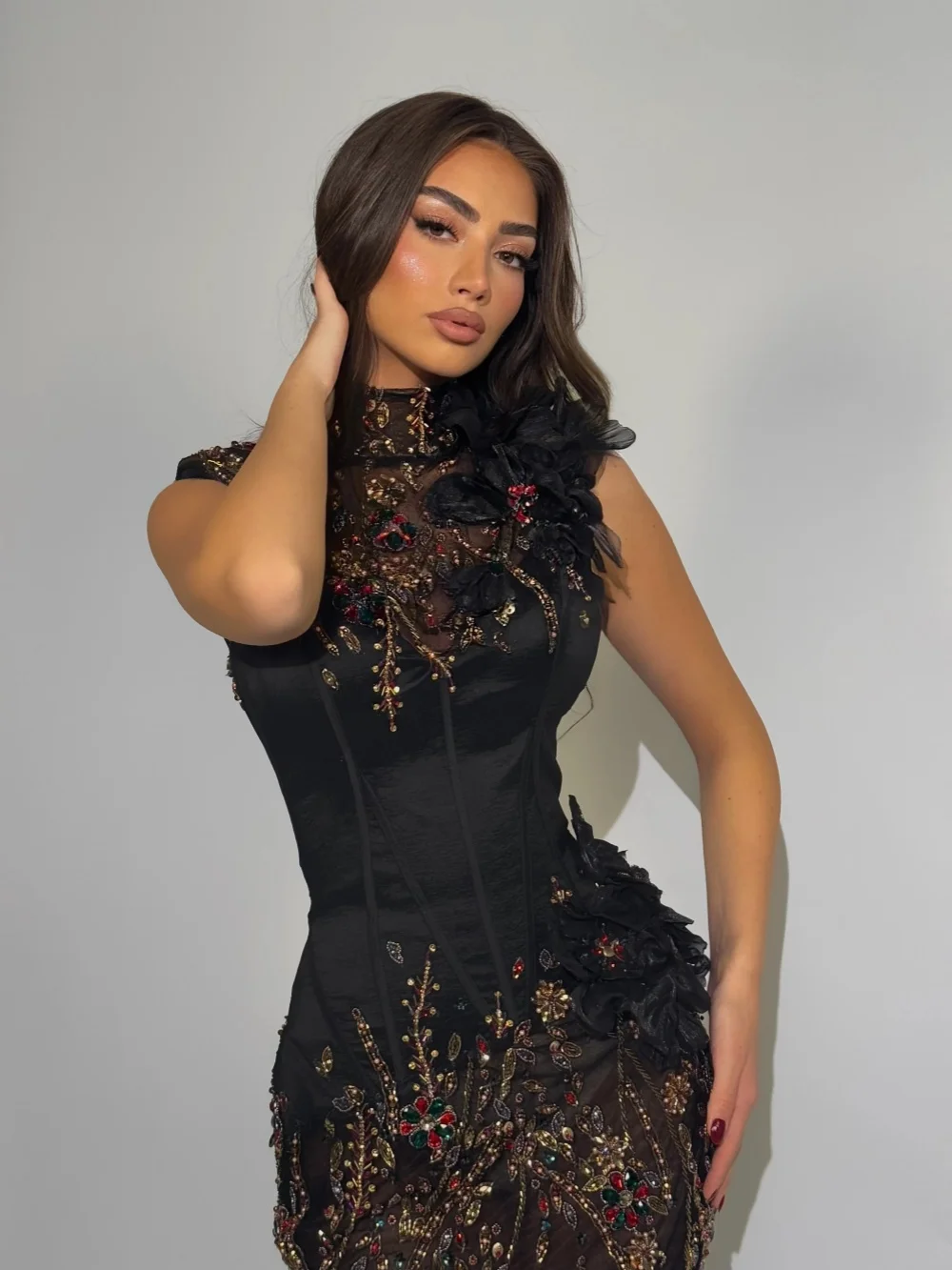 فستان سهرة كريستال ساحر جديد لعام 2026 رائع ثلاثي الأبعاد مزين بالزهور فستان رسمي للحفلات مخصص أنيق غمد مأدبة #2