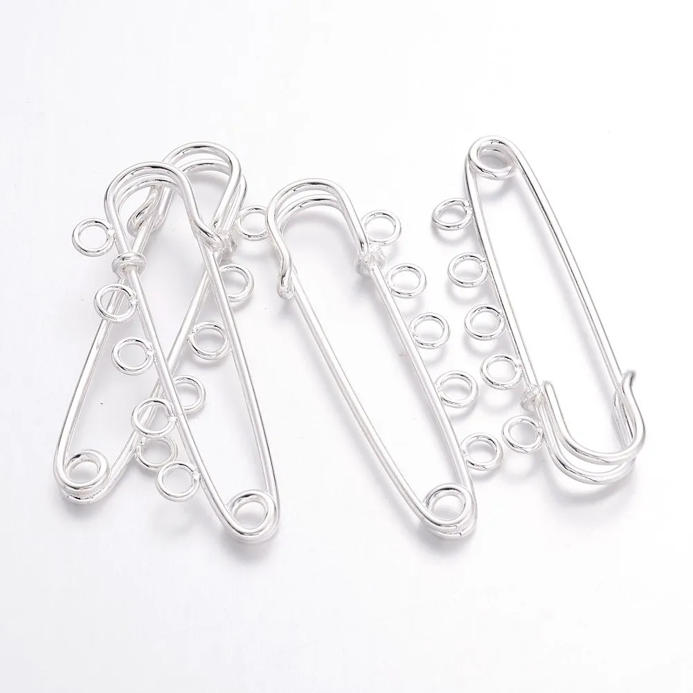 50pcs Iron Kilt Pins Brooch Findings Silver Color Plated for Making DIY Jewelry Necklace Brooch Accessories 16x50mm, Hole: 3mm