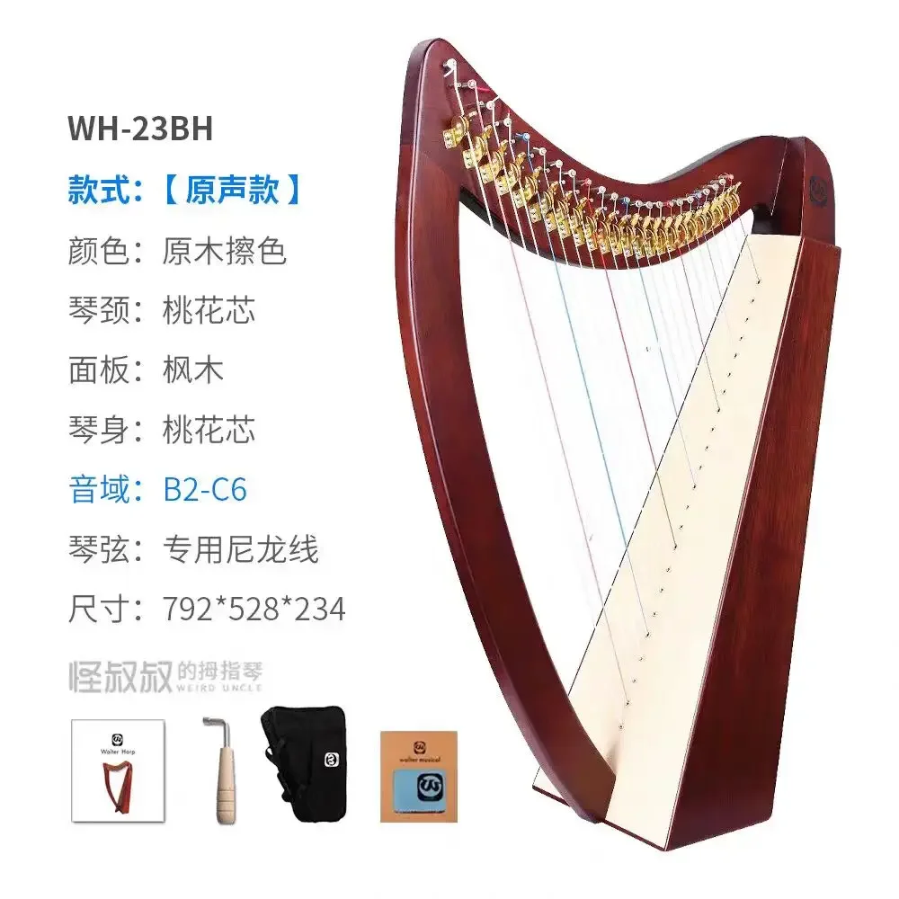 Handmade Engraved Irish Rosewood Harp 22 Strings