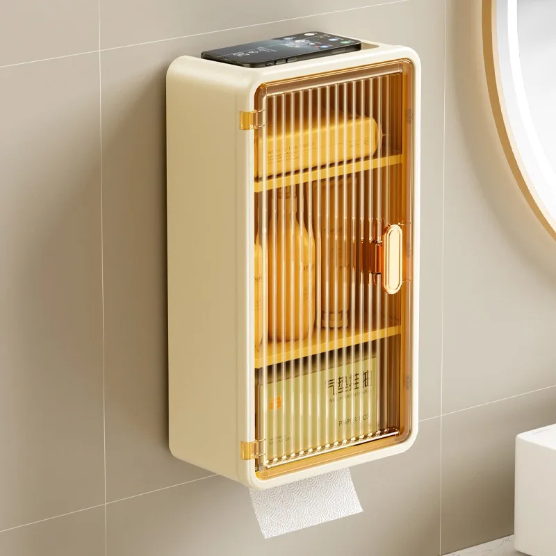 No Punching and No Trace Disassembly in The Bathroom, Wall-mounted Tissue Box Large-capacity Long Carton Waterproof
