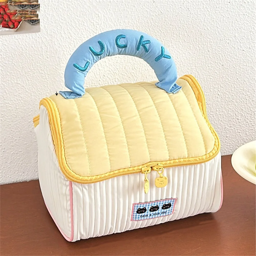 Large Capacity Cute Cabin Makeup Bag Kawaii House-shaped Handheld Cosmetic Case Zipper Square Portable Storage Bag Ladies