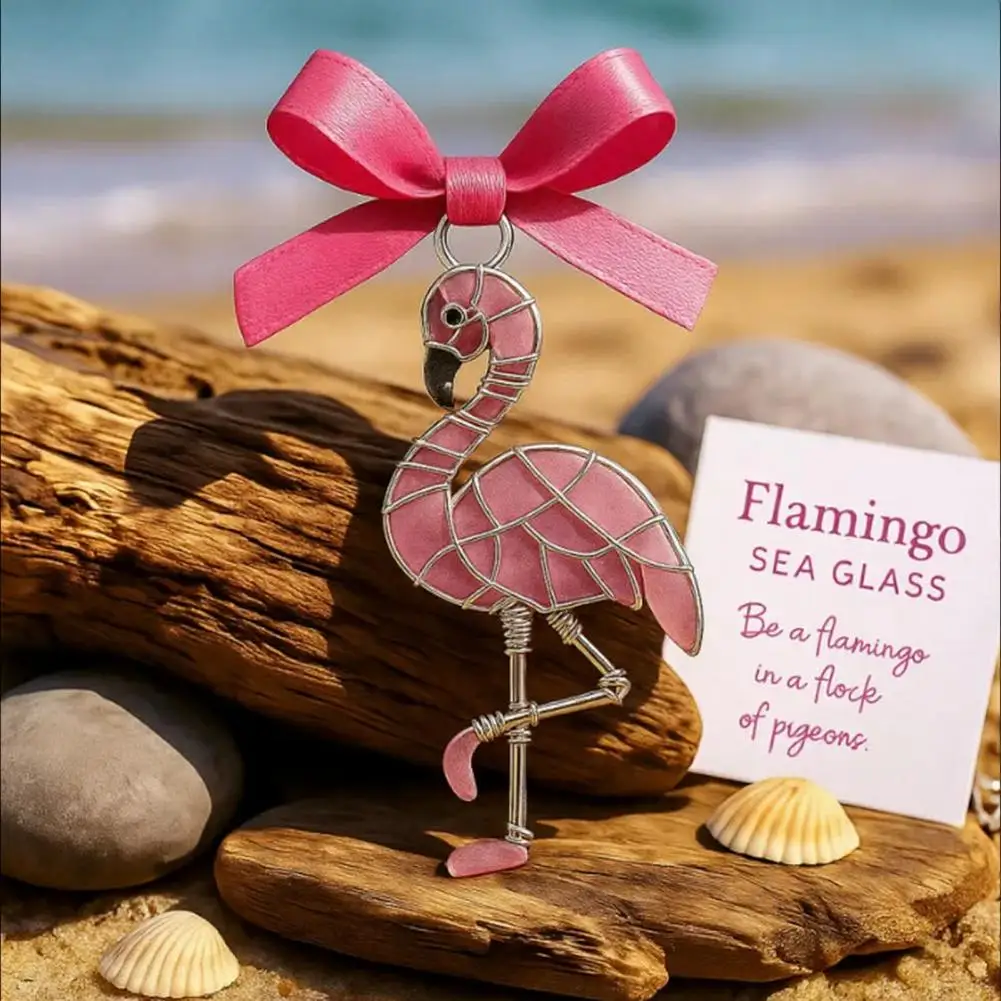 Rustic Bird Home Decor Bird Decoration Gift Handcrafted Coastal Bird Ornament with Blessing Card Artistic Sea Glass Decoration