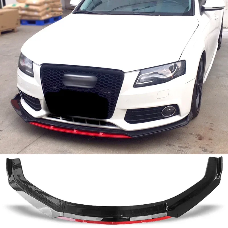 Front Bumper Spoiler Protector Plate Lip Type DGS Carbon Surface Chin Shovel Body Kit Splitter For Audi A4 B8 S4 2008 - 2013