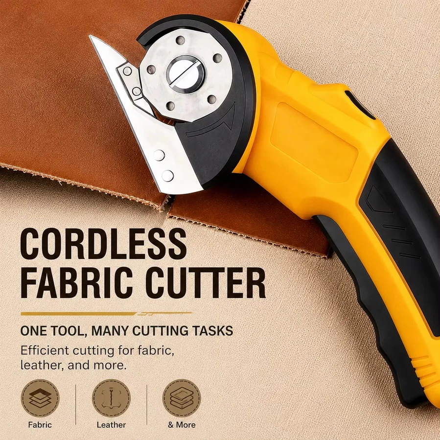 USB Rechargeable Mini Electric Fabric Cutter LED Light, Cordless Scissors for Fabric Leather PVC Cardboard DIY Craft
