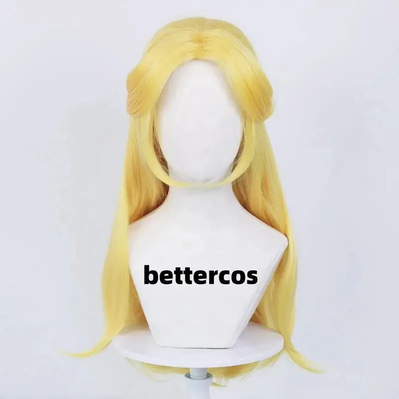 Recién llegado, peluca de Cosplay de Alicia en el país de las Maravillas, pelucas de Anime de pelo largo liso amarillo dorado resistente al calor + gorro de peluca