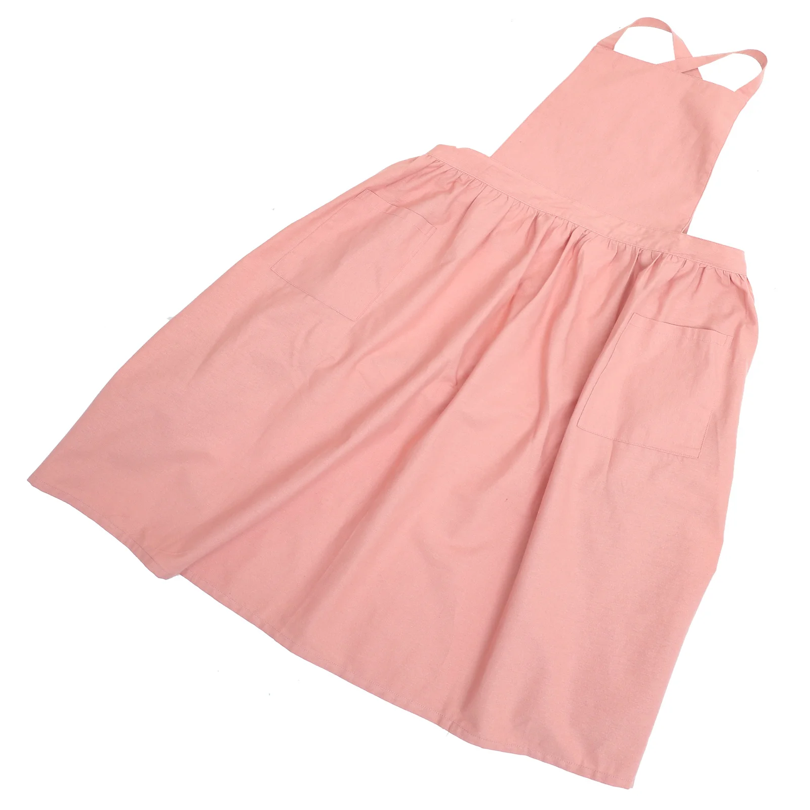 

1pc Waterproof Cotton Linen For Women Cooking Grilling Coffee Art Diy Campfire Reusable Cross Back Apron With Pockets Washable